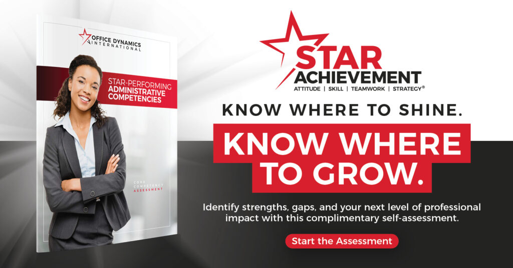 image showing a pdf with a professional woman and Star Competencies Assessment - for the future of executive assistants blog